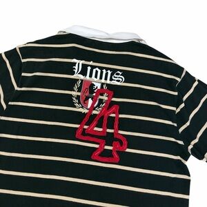 VTG Point Zero Striped Polo Shirt Men’s Medium Y2K Lions Lion Kingdom Black
